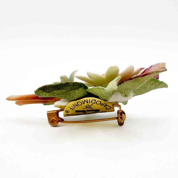Vintage Carlo Savastano Capodimonte Daisy Flower Brooch with Box and Papers - Picture 8 of 13